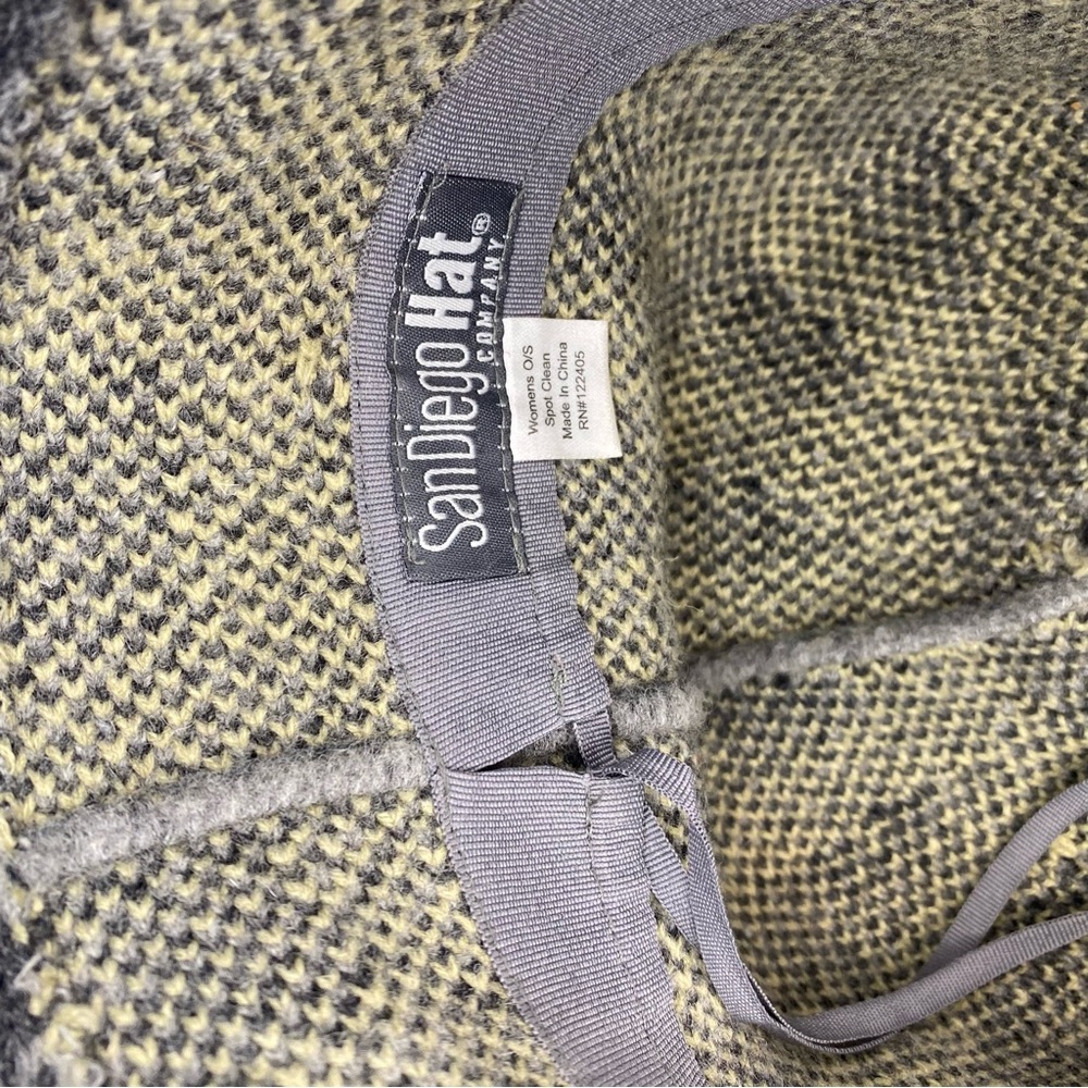 San Diego Hat Company Wool Bucket Hat Plaid Grey and Yellow - Picture 5 of 8